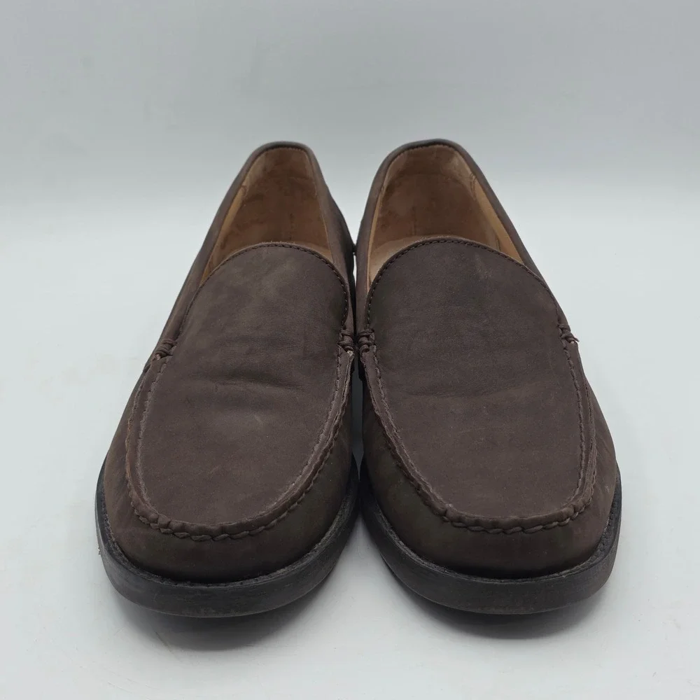 Polo Ralph Lauren Loafers Mens Dark Brown Nubuck Leather Moc Toe Slip On Shoes